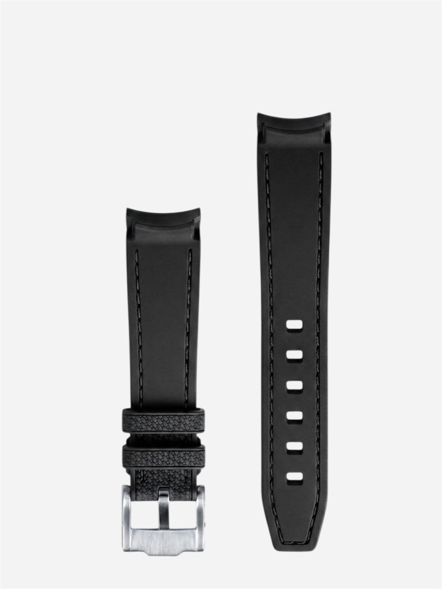 Black stitch rubber strap for Omega x Swatch MoonSwatch stainless steel