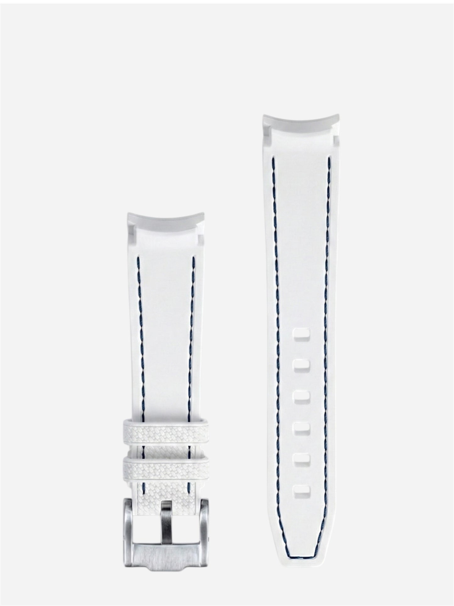 White-Blue-Stitch-Rubber-Strap-20mm-Curved-End back