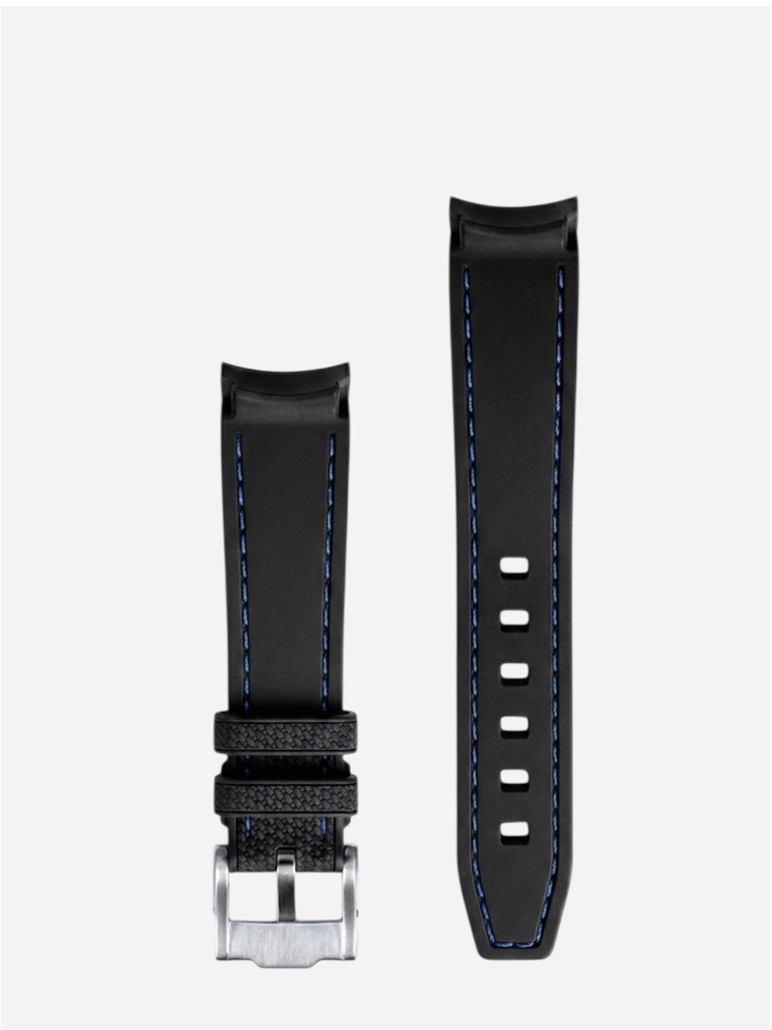 Black-blue-Stitch-Rubber-Strap-20mm-Curve-back