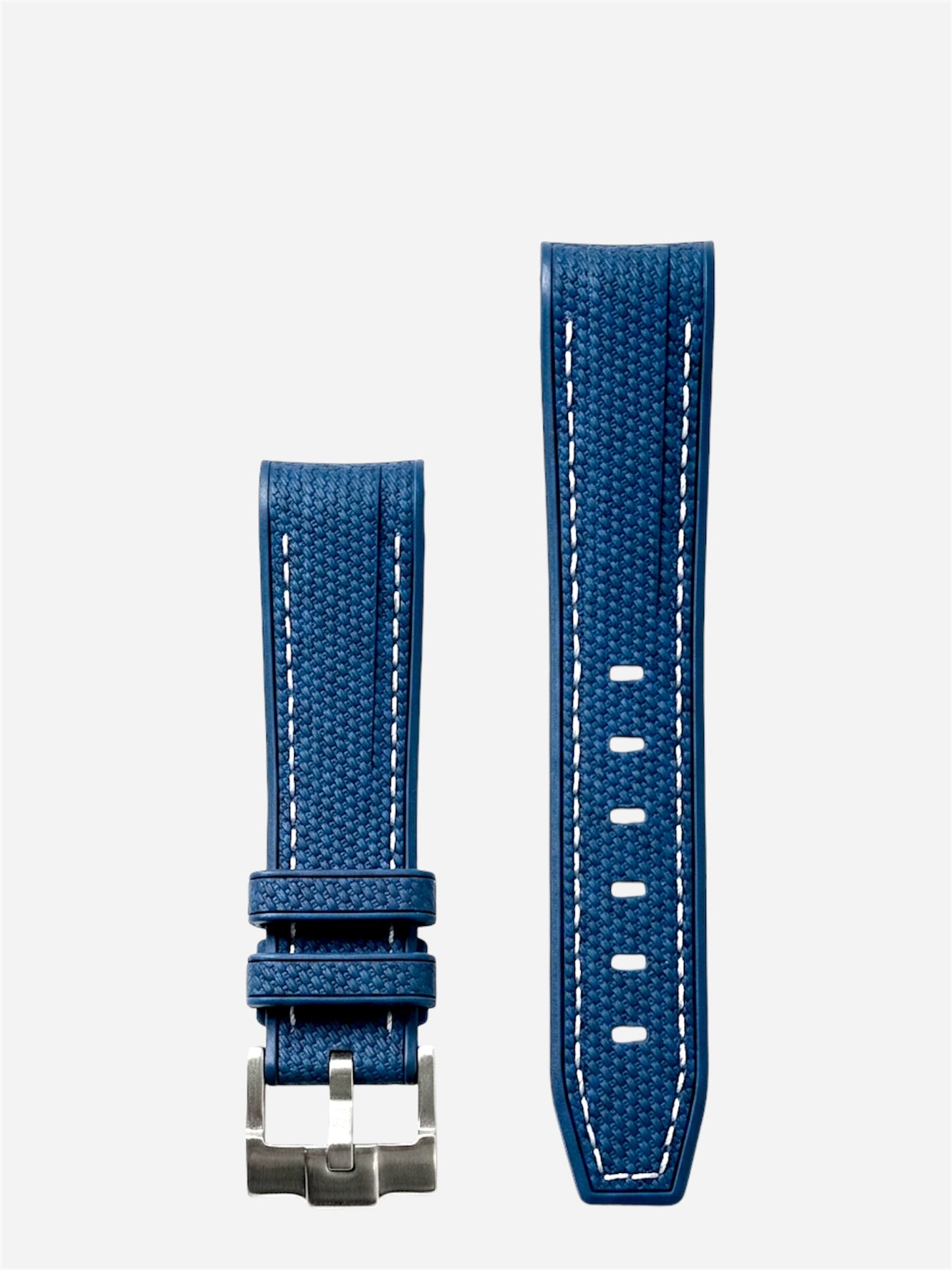Dark-Blue-White-Stitch-Rubber-Strap-20mm-Curved-End