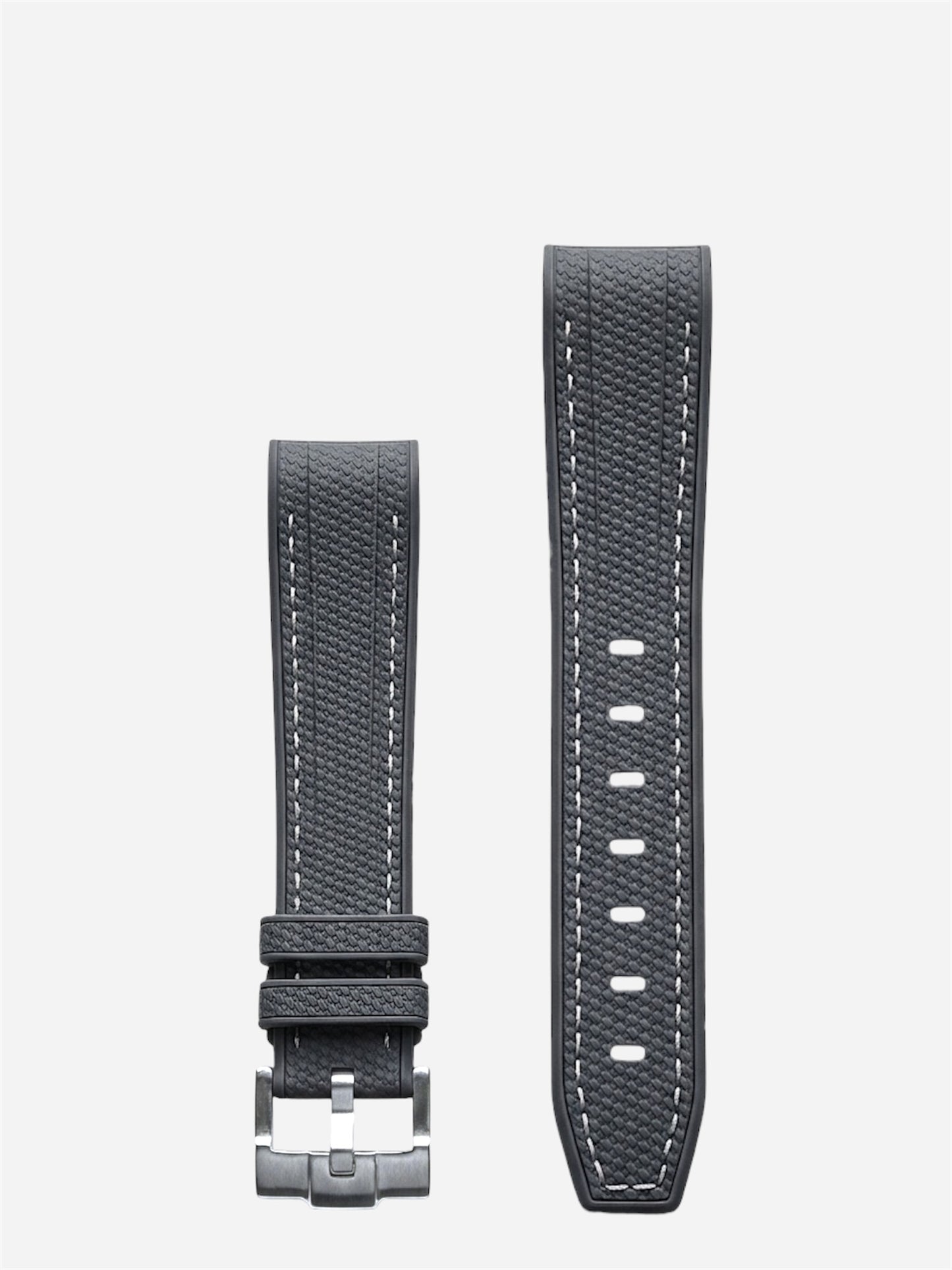 Dark-Gray-White-Stitch-Rubber-Strap-20mm-Curved-End