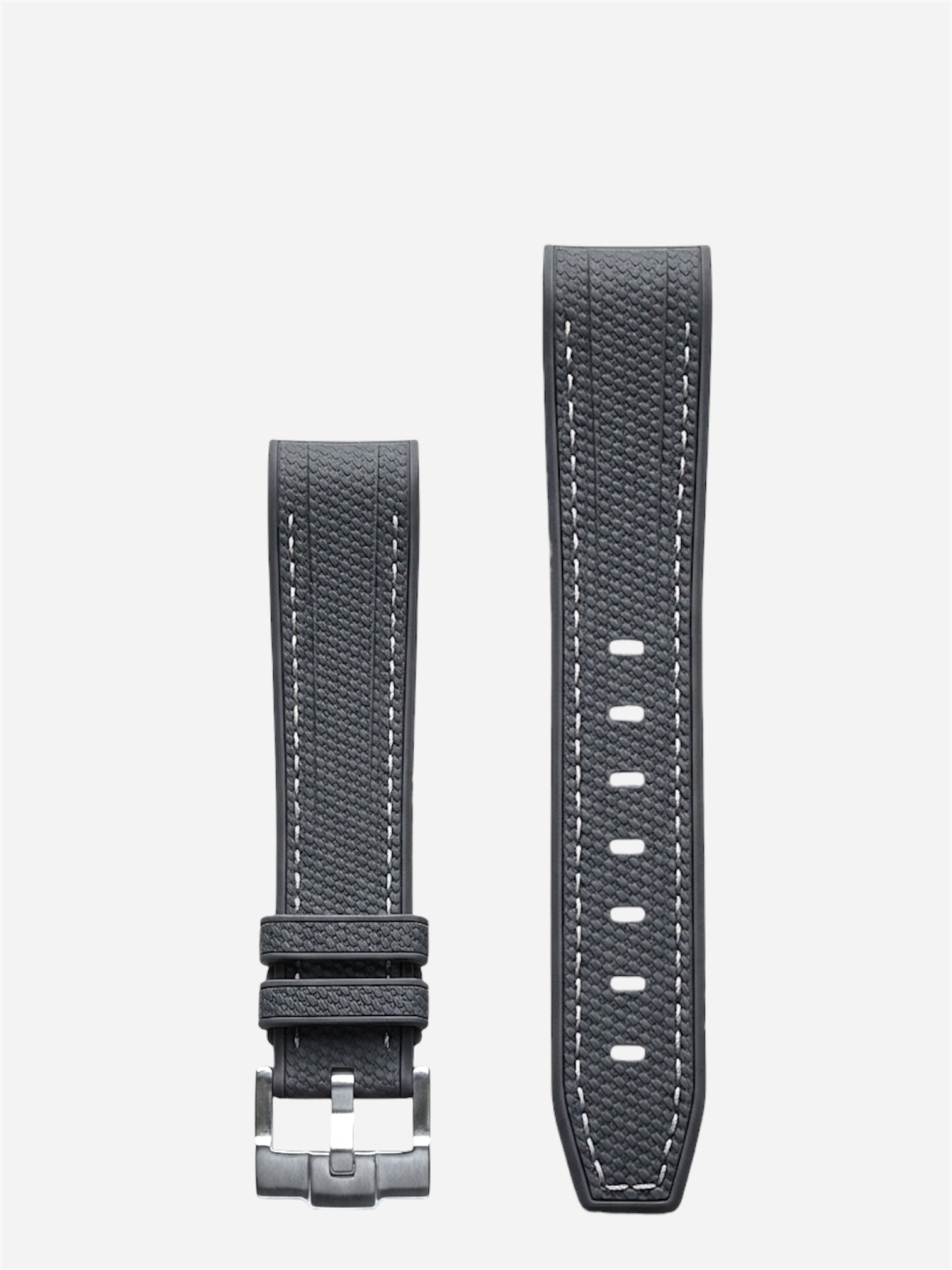 Dark-Gray-White-Stitch-Rubber-Strap-20mm-Curved-End