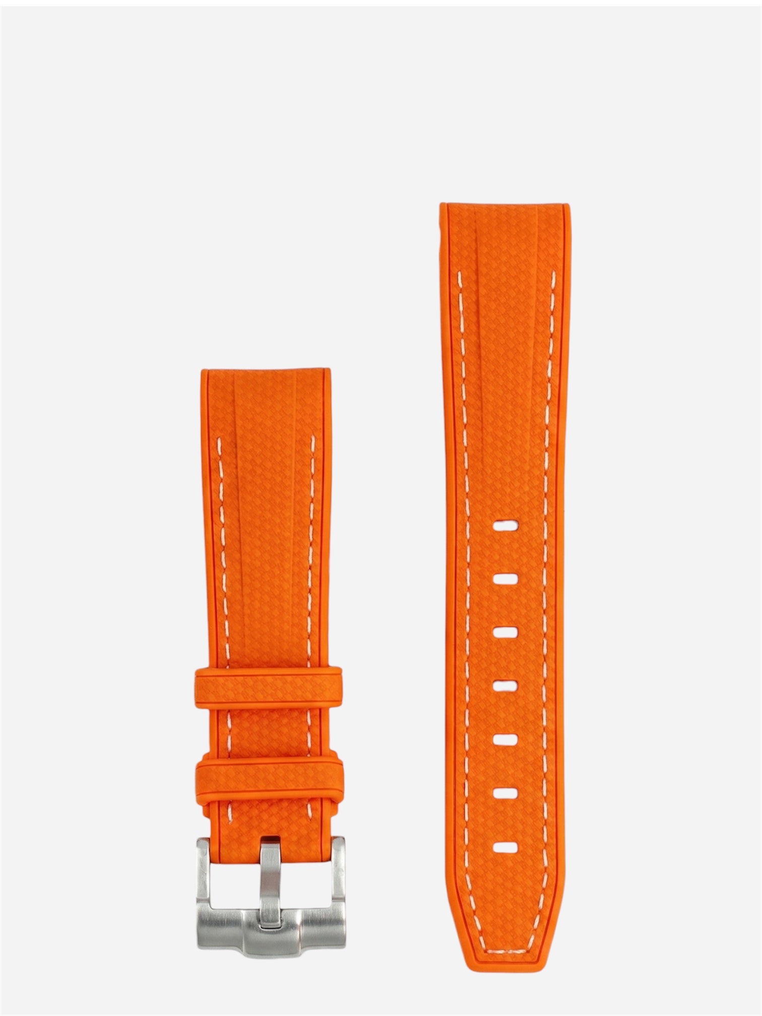 Orange-white-Stitch-Rubber-Strap-20mm-Curved-End