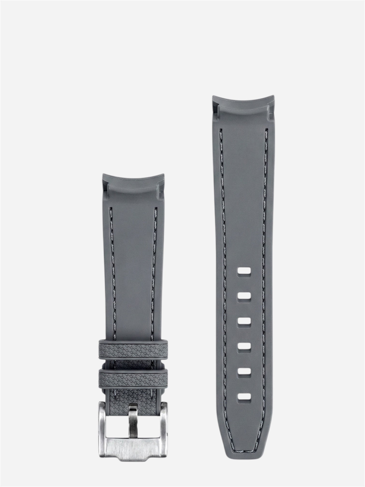 Dark Grey/GrayStitch Rubber Strap 20mm, Curved End