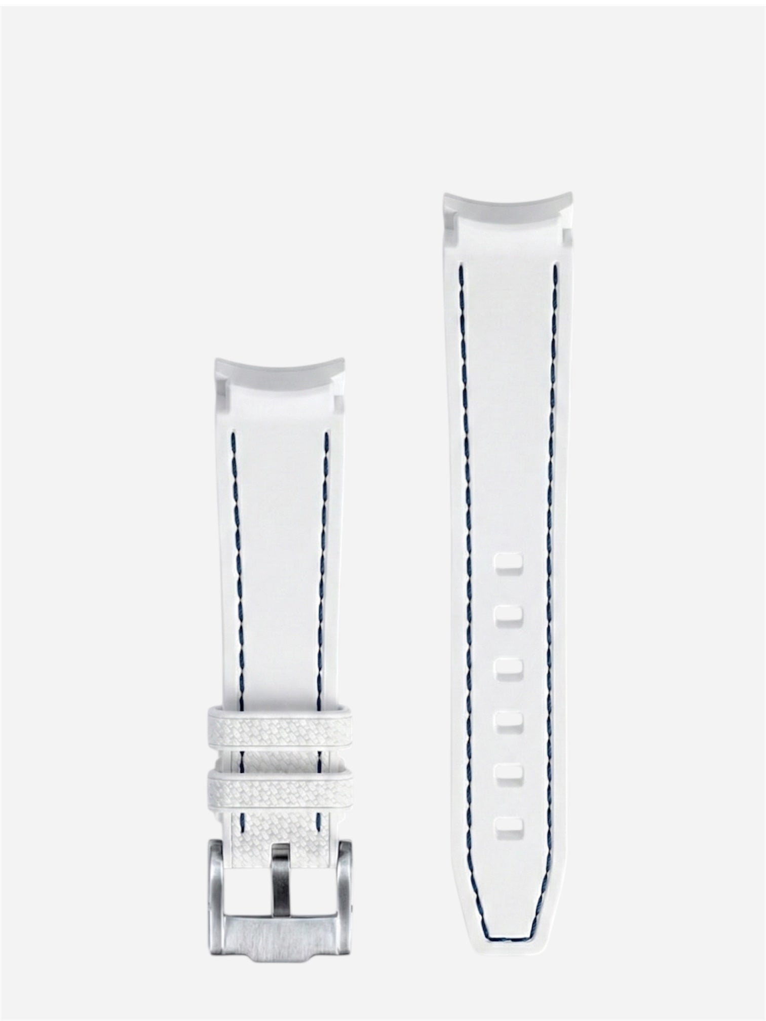 White-Blue-Stitch-Rubber-Strap-20mm-Curved-End back